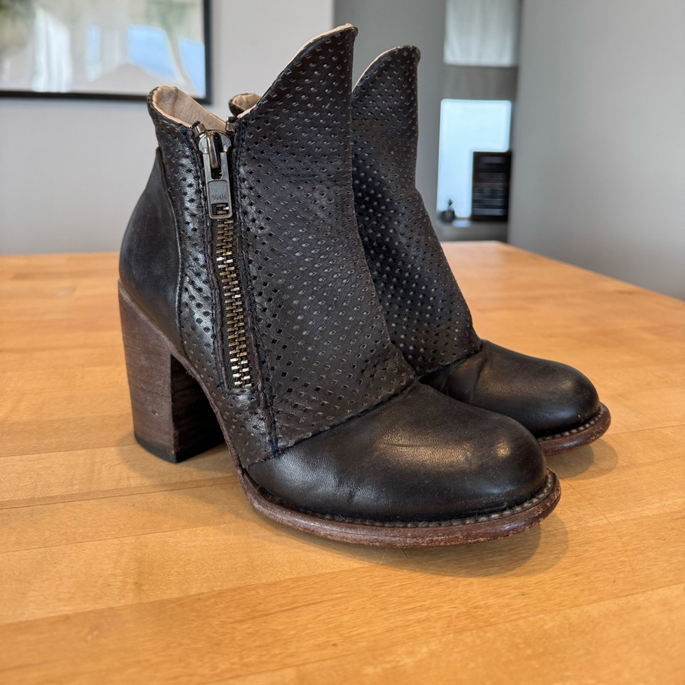 Freebird Blue Ankle Booties with Textured Leather
